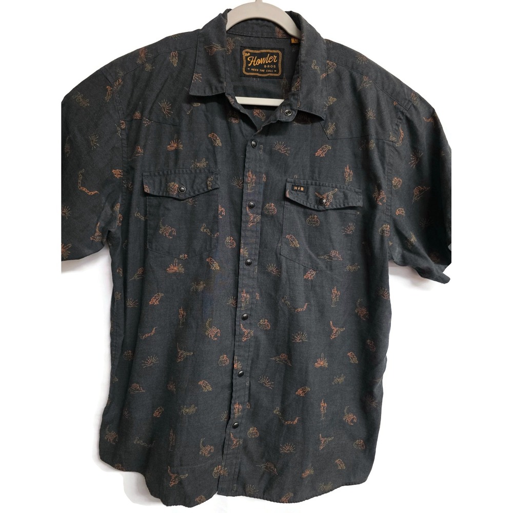 Howler Bros. H Bar B Pearl Snap Desert Debris Mens Shirt Scorpion Large